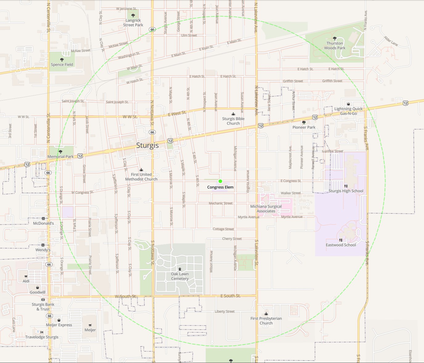 If your residence is within this circle, you are within walking distance.